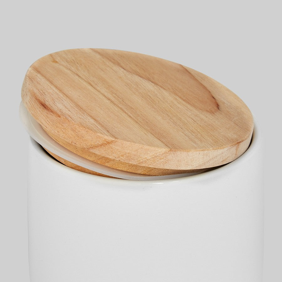 Keramik Vorratsdosen mit Holzdeckel Sweet Scandi - Weiß (10x9cm) Springlane
