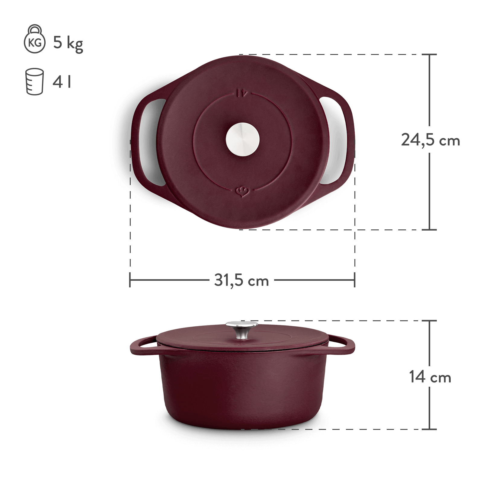 Cocotte rund 24 cm, für alle Herdarten inkl. Induktion - 4 Liter Springlane