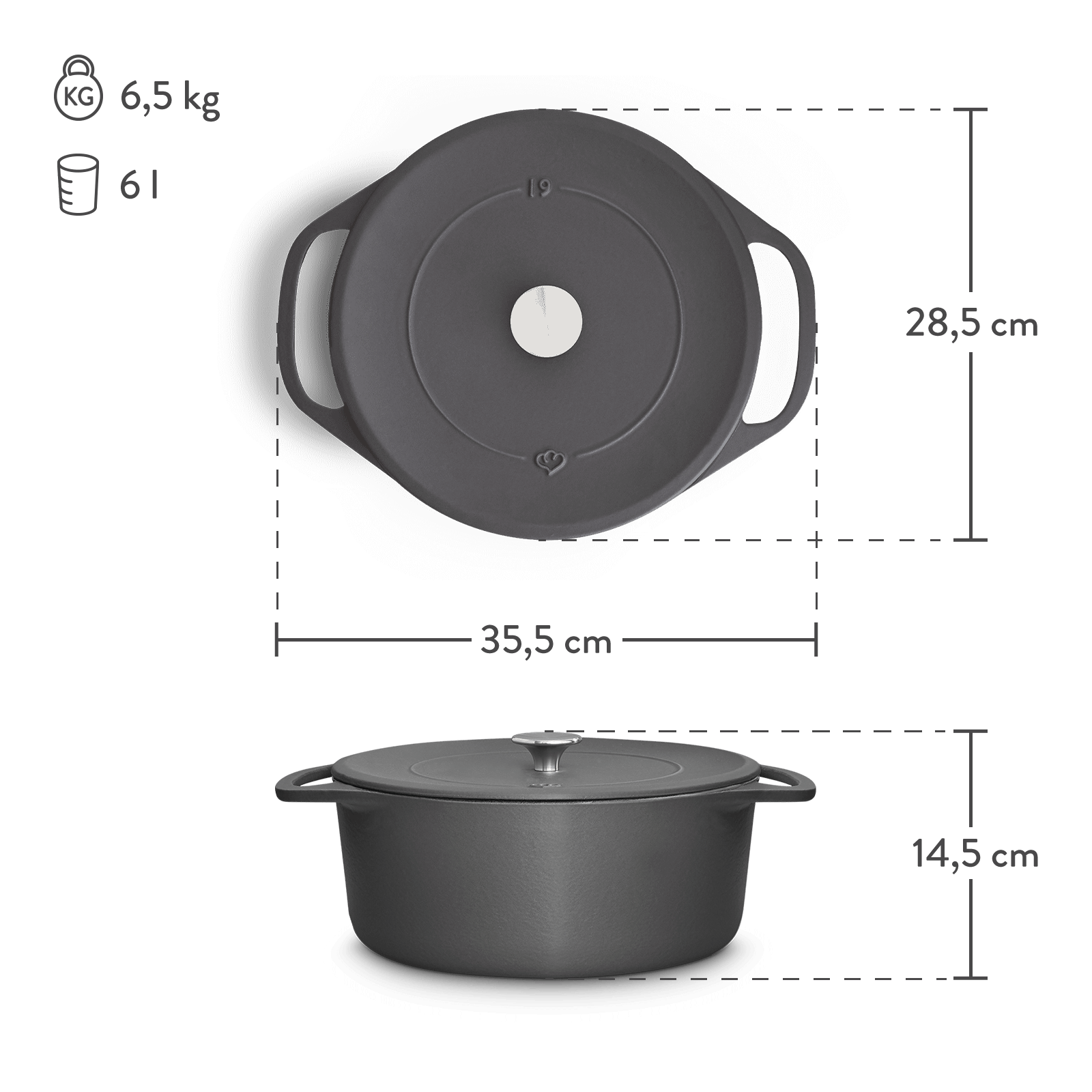 Cocotte rund 28 cm, für alle Herdarten inkl. Induktion - 6 Liter Springlane
