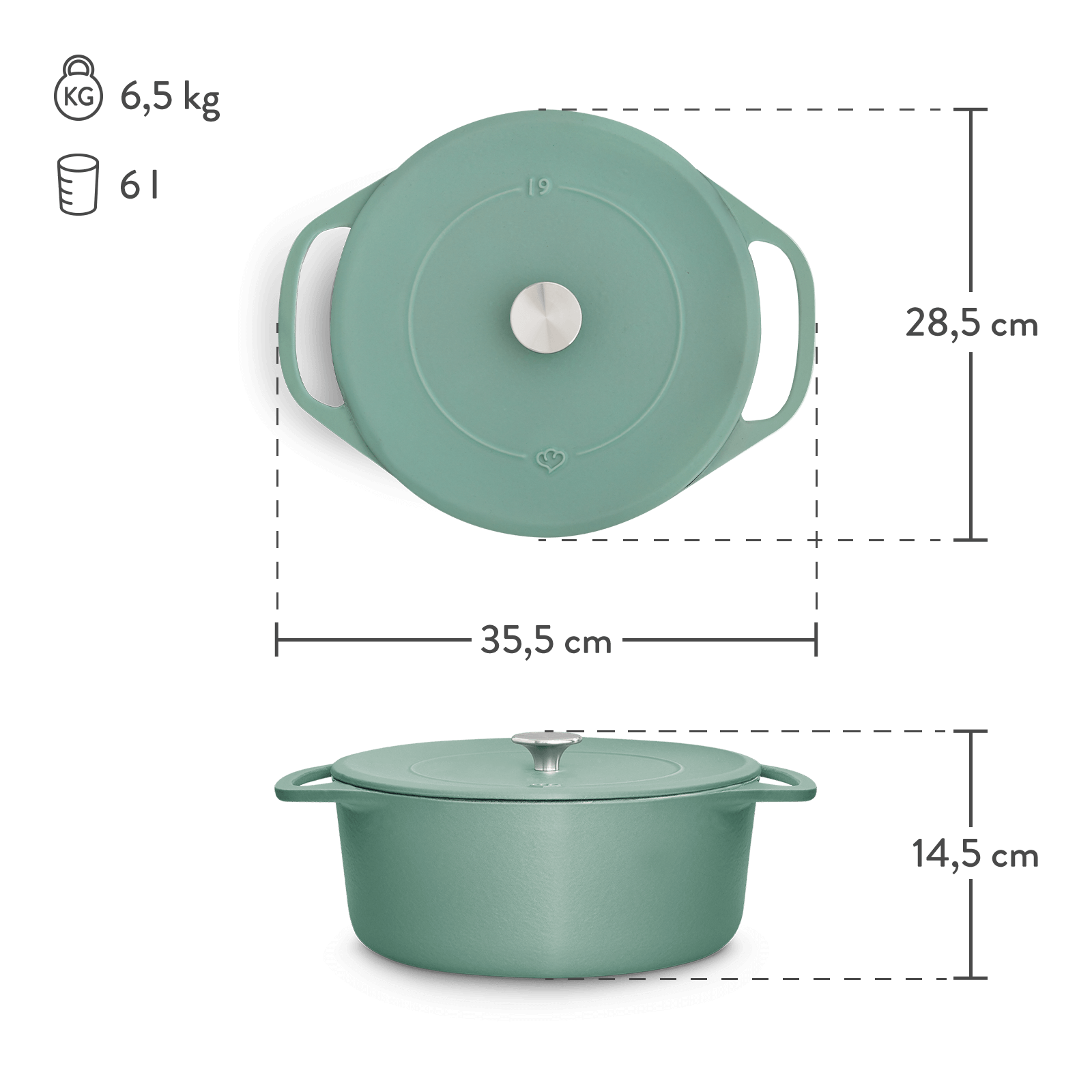 Cocotte rund 28 cm, für alle Herdarten inkl. Induktion - 6 Liter Springlane