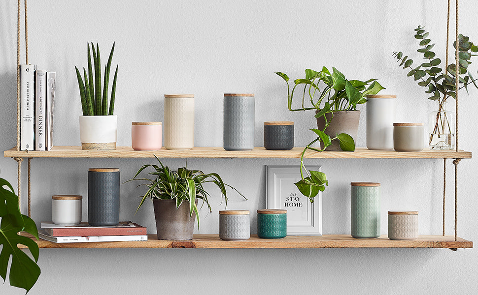 Keramik Vorratsdosen Stripes 2er Set - Hellgrau, Dunkelgrau Springlane