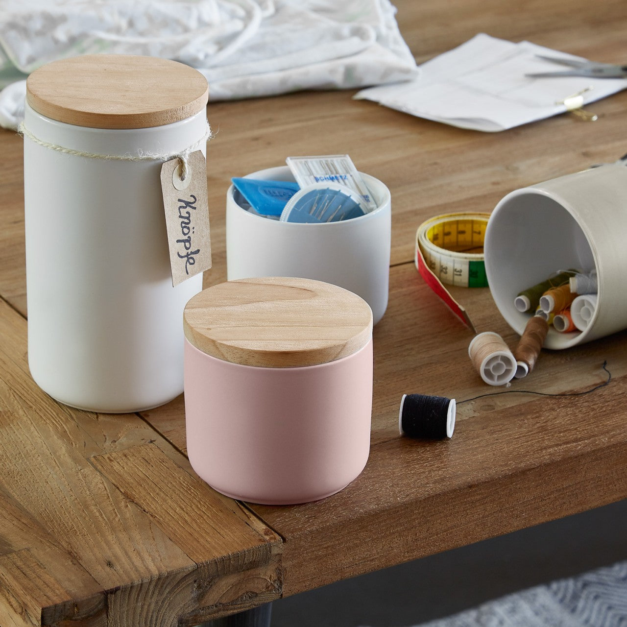 Keramik Vorratsdosen Sweet Scandi 2er Set - Weiß/Braun Springlane