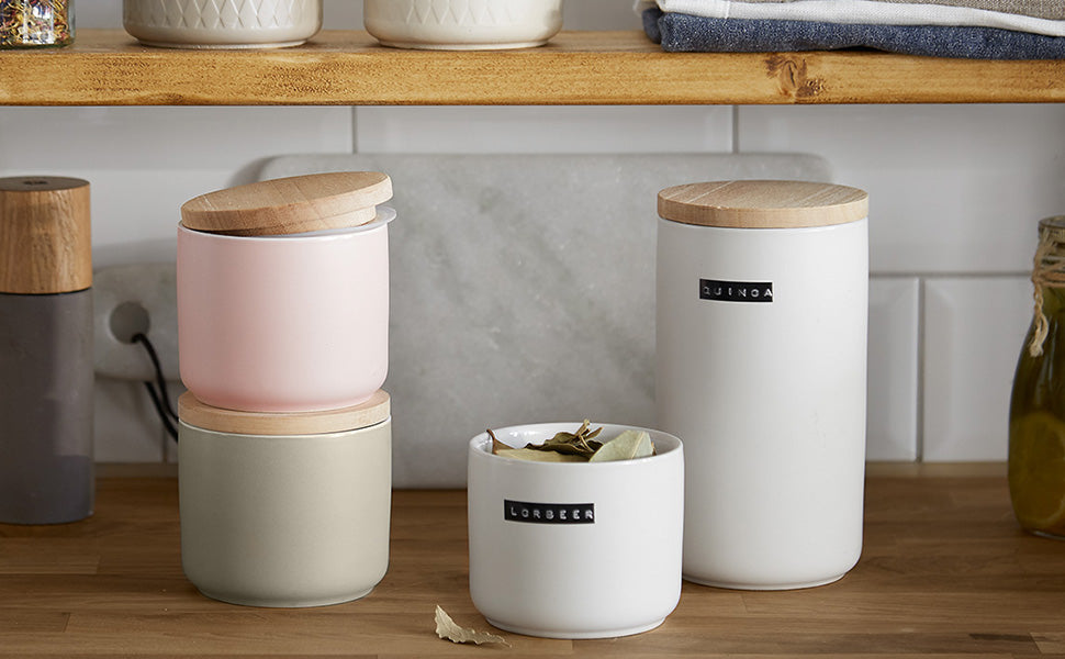 Keramik Vorratsdosen Sweet Scandi 2er Set - Weiß/Braun Springlane
