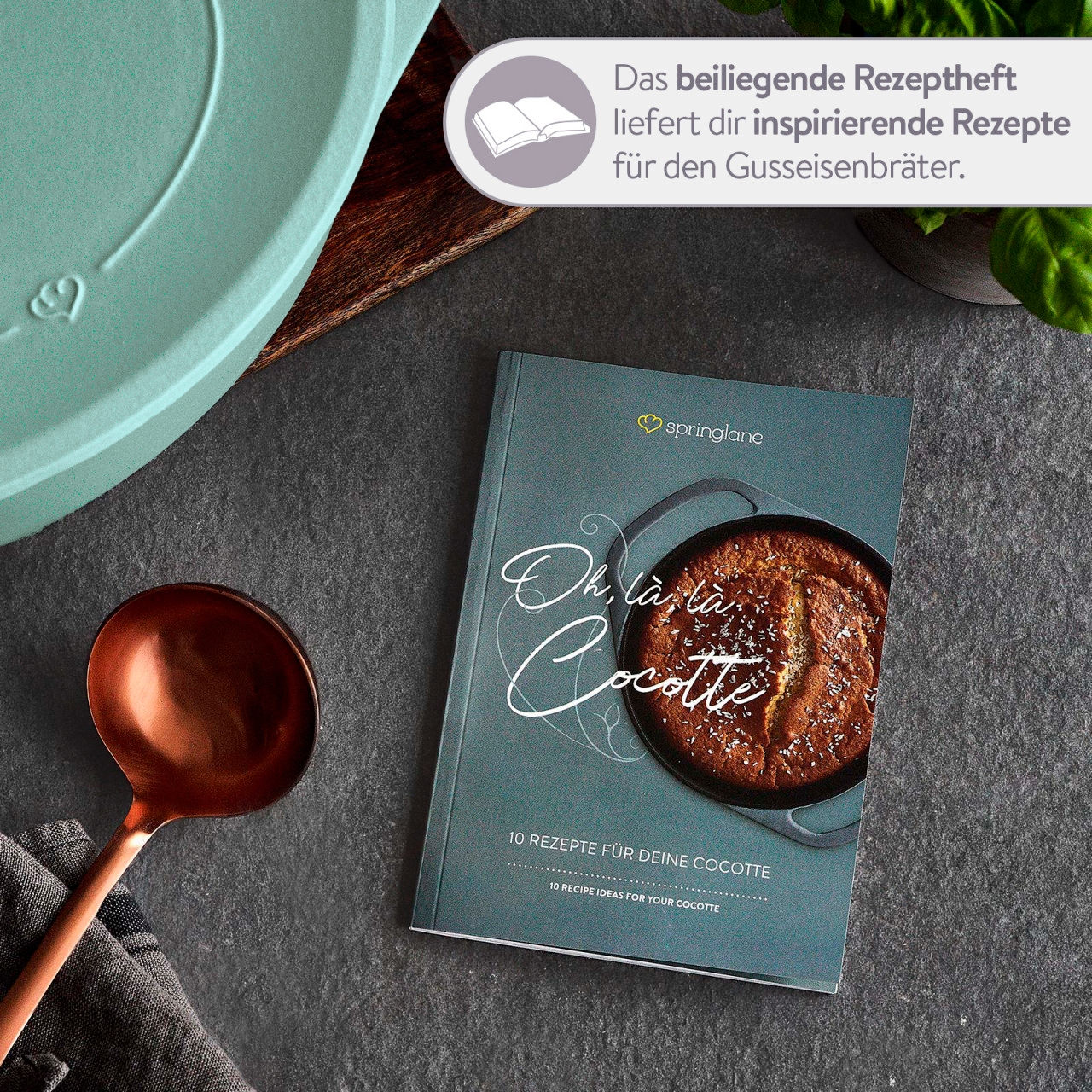 Cocotte Gusseisen oval 33 cm, für alle Herdarten inkl. Induktion - 6,5 Liter Springlane