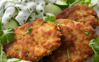 Knusprige Kohlrabischnitzel mit warmem Gurkensalat Springlane