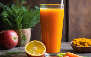 Fruchtiger Karottensaft mit Kurkuma, Apfel, Orange und Zitrone – Ein vitaminreicher Start in den Tag Springlane