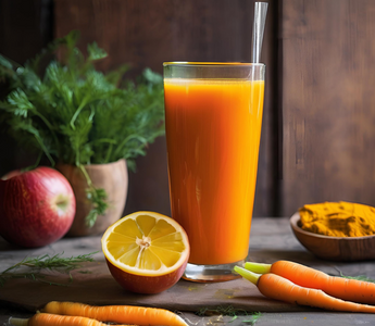 Fruchtiger Karottensaft mit Kurkuma, Apfel, Orange und Zitrone – Ein vitaminreicher Start in den Tag Springlane
