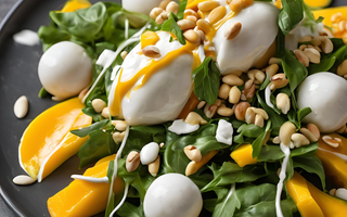 Erfrischender Mango-Avocado-Rucola-Salat mit Pinienkernen und Büffelmozzarella Springlane