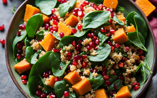 Süßkartoffelsalat mit Spinat, Quinoa und Granatapfel: Ein farbenfroher Genuss Springlane
