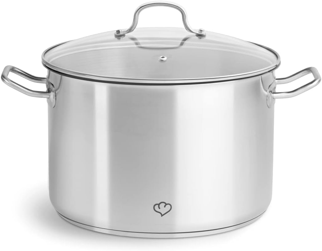 Edelstahl Kochtopf mit Glasdeckel 11 L, inkl. Siebeinsatz/Dampfgarer und Nudelsieb Springlane