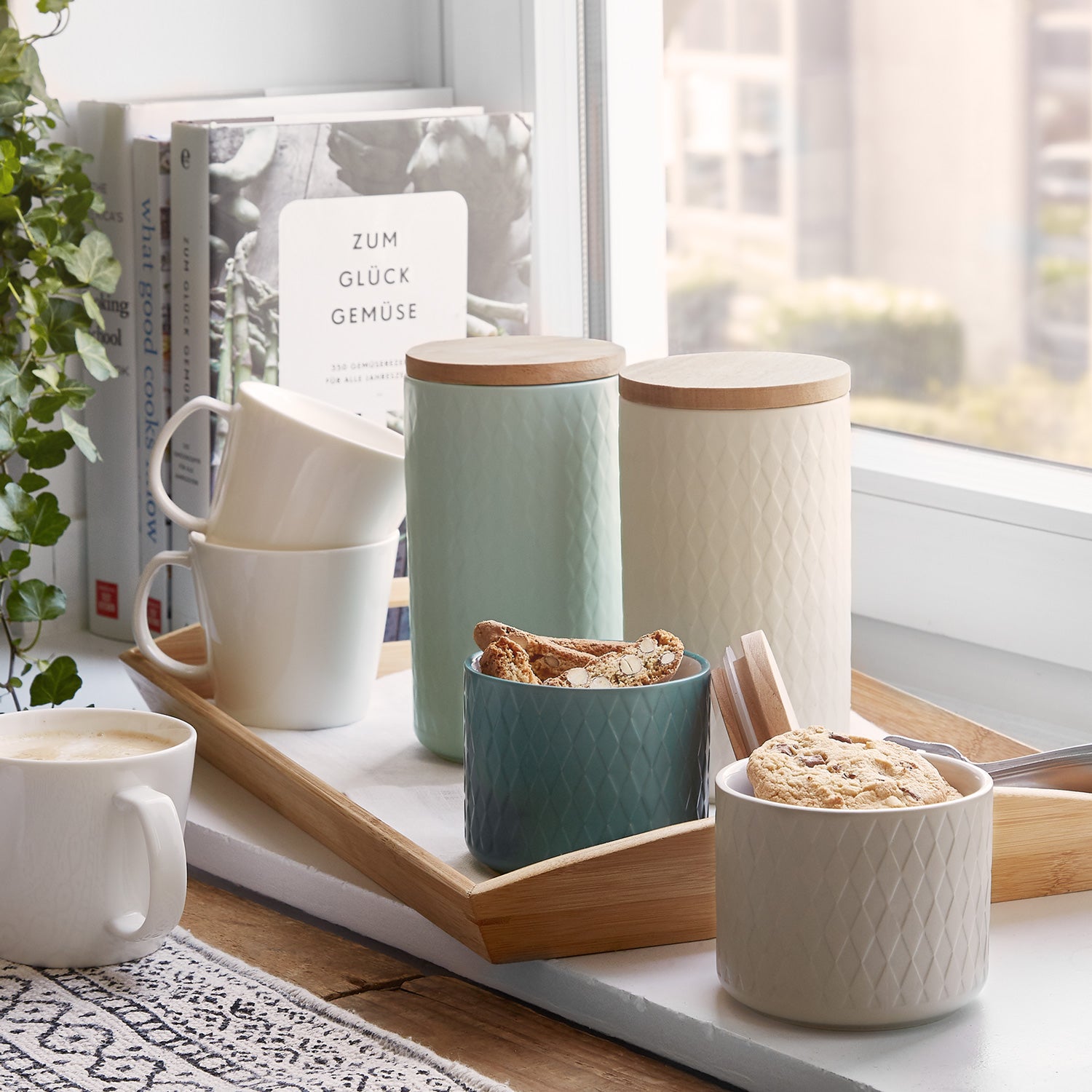 Keramik Vorratsdose Nordic Reef - Creme (10x18cm) Springlane