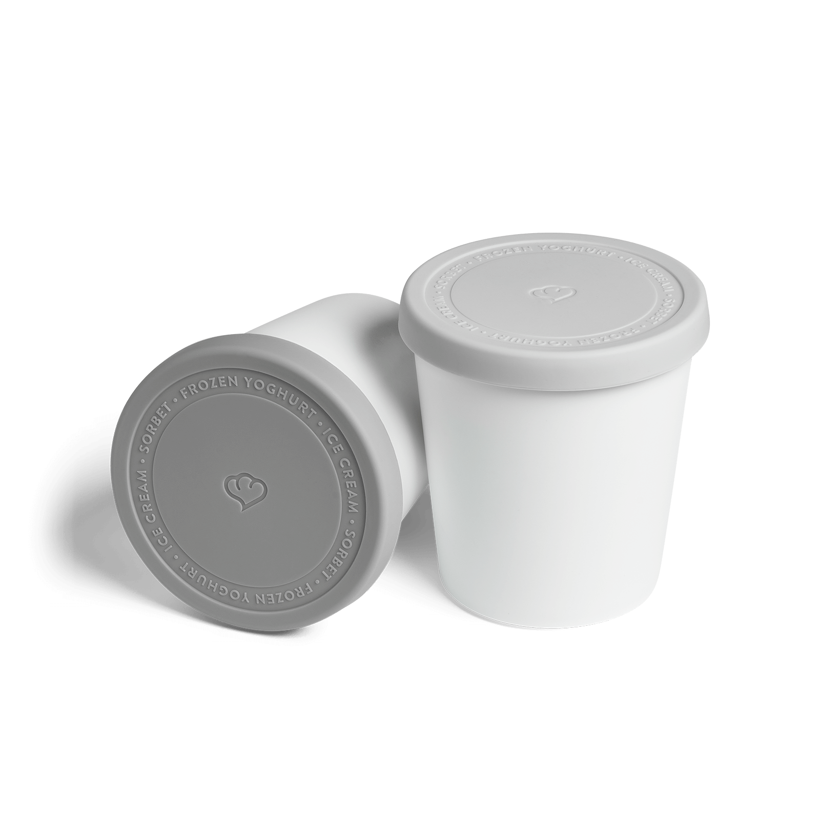 2er-Set Eisbehälter für Speiseeis 1 L, BPA-frei - Grau/Weiß Springlane