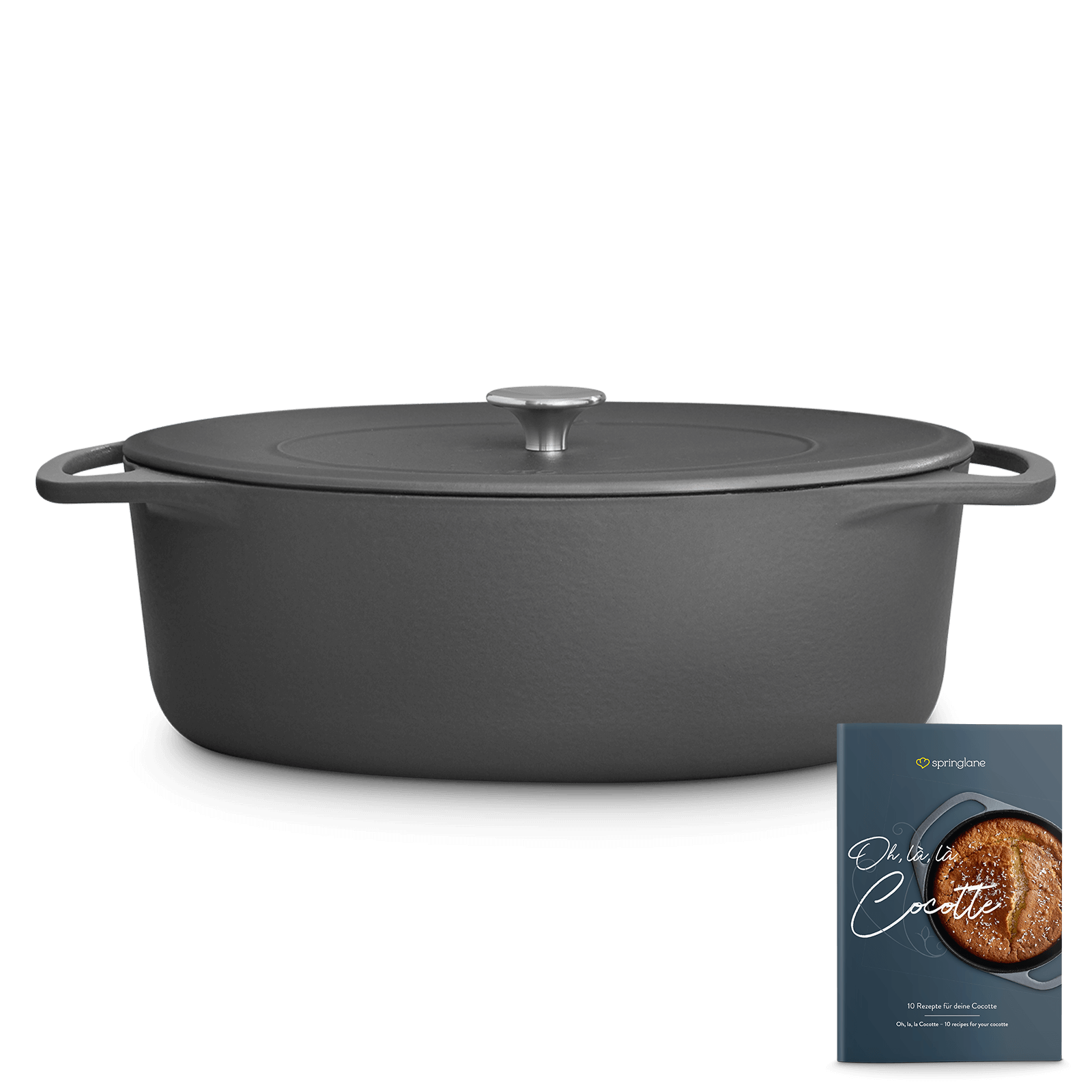 Cocotte Gusseisen oval 33 cm, für alle Herdarten inkl. Induktion - 6,5 Liter Springlane