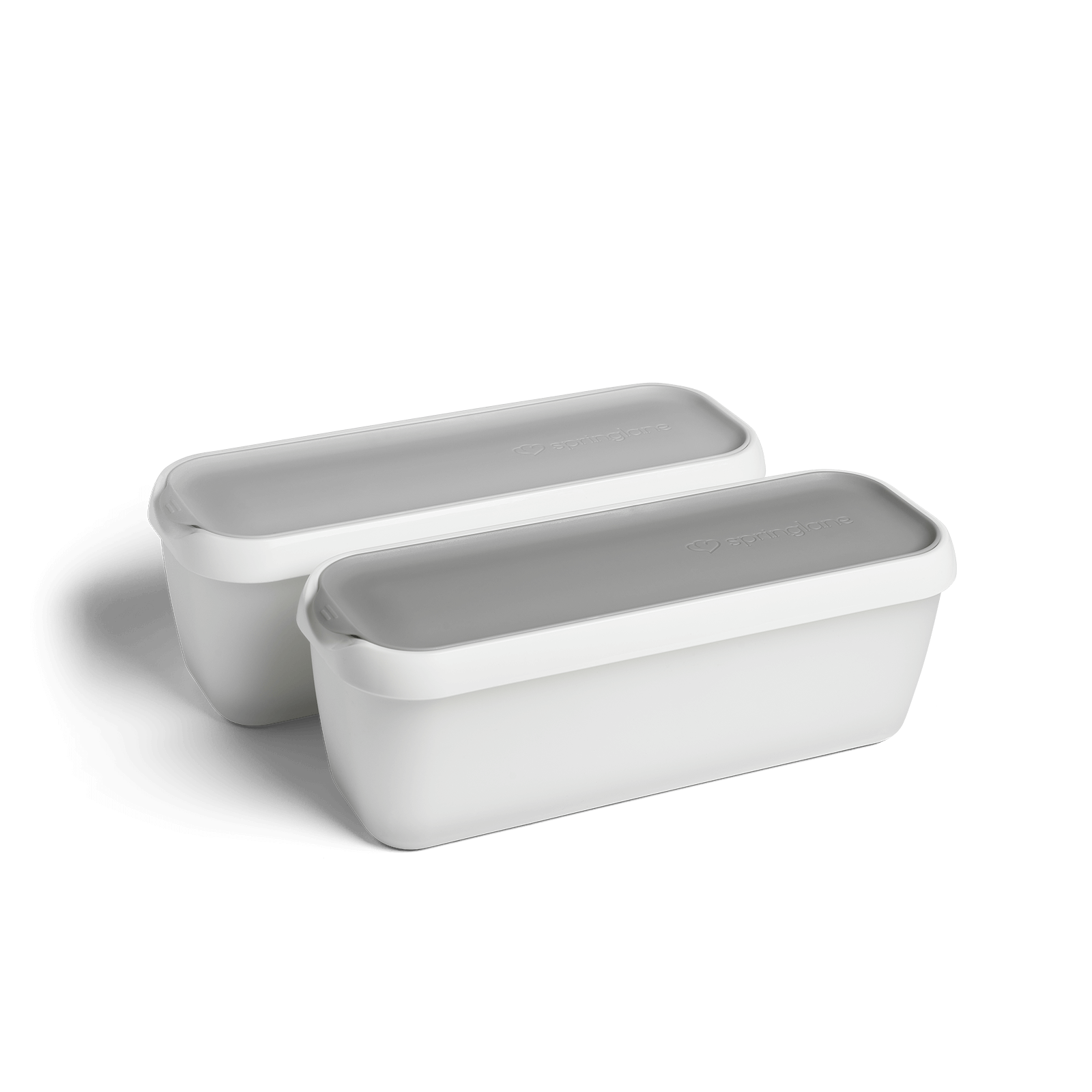 2er-Set Eisbehälter 1,5 L, 28 x 10 x 10 cm, BPA-frei - Grau/Weiß Springlane
