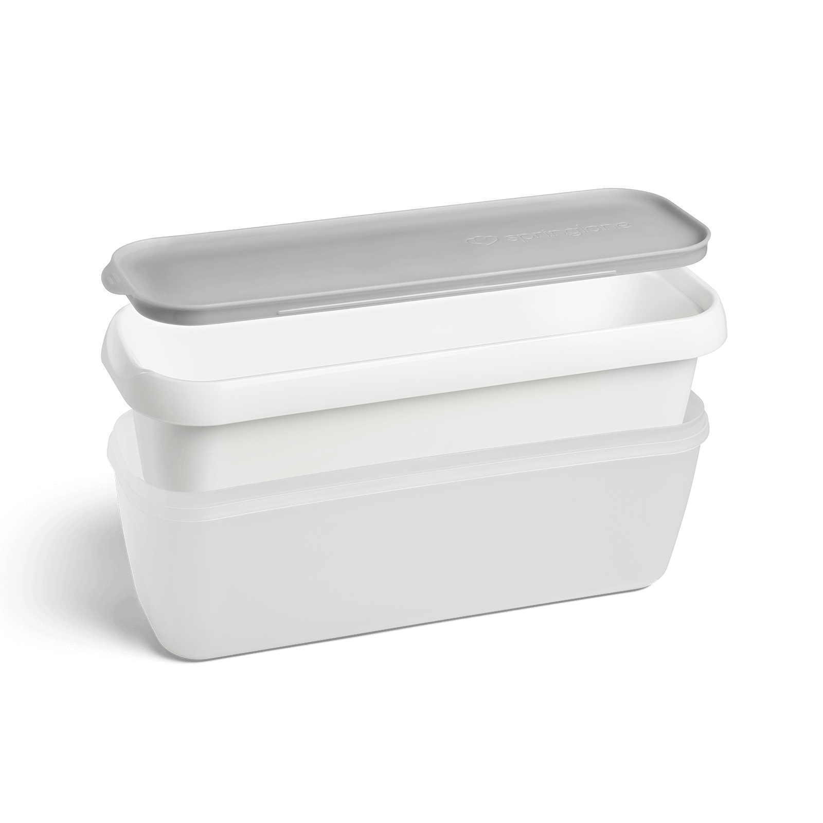 2er-Set Eisbehälter 1,5 L, 28 x 10 x 10 cm, BPA-frei - Grau/Weiß Springlane