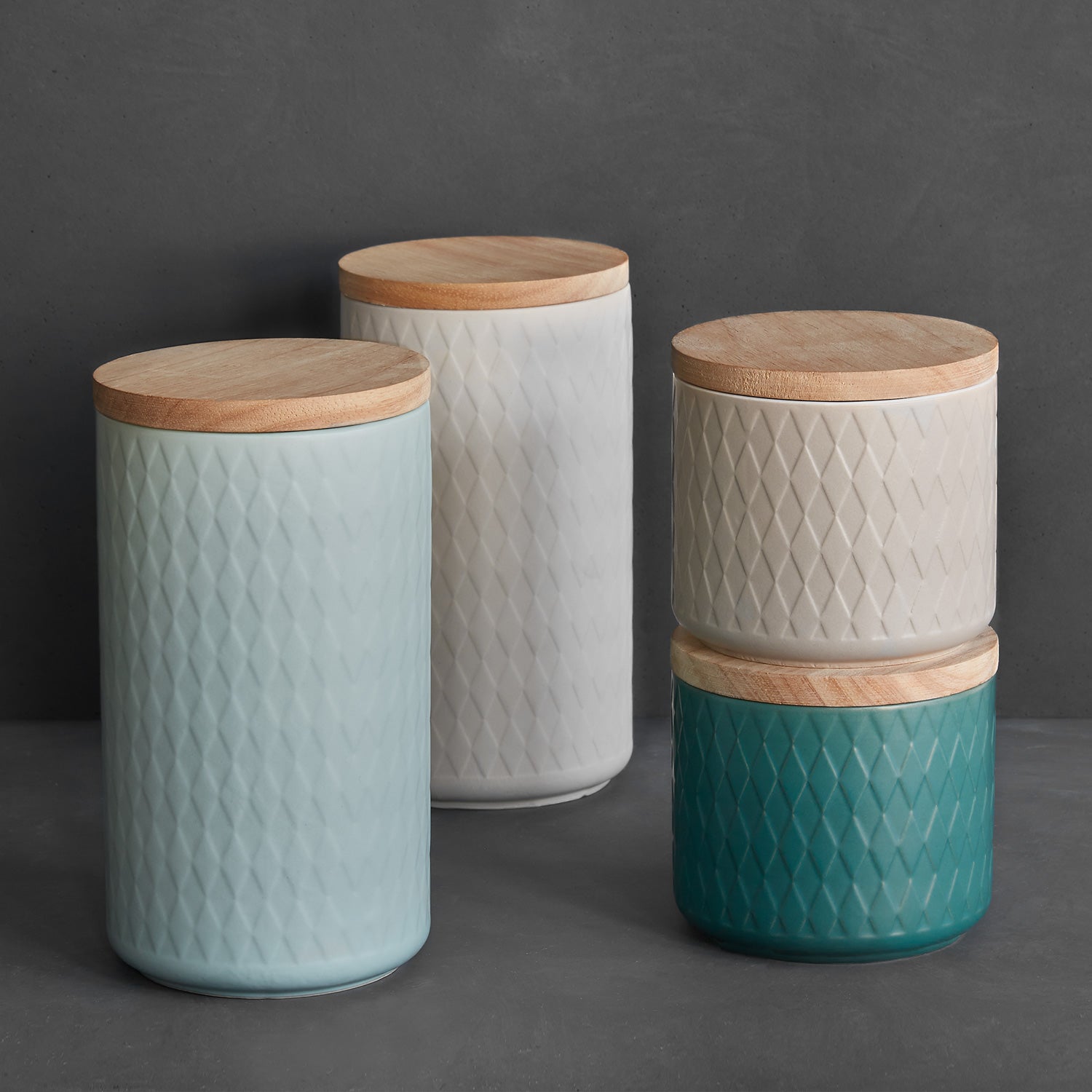 Keramik Vorratsdosen Nordic Reef 4er Set - Grün, Sand Springlane