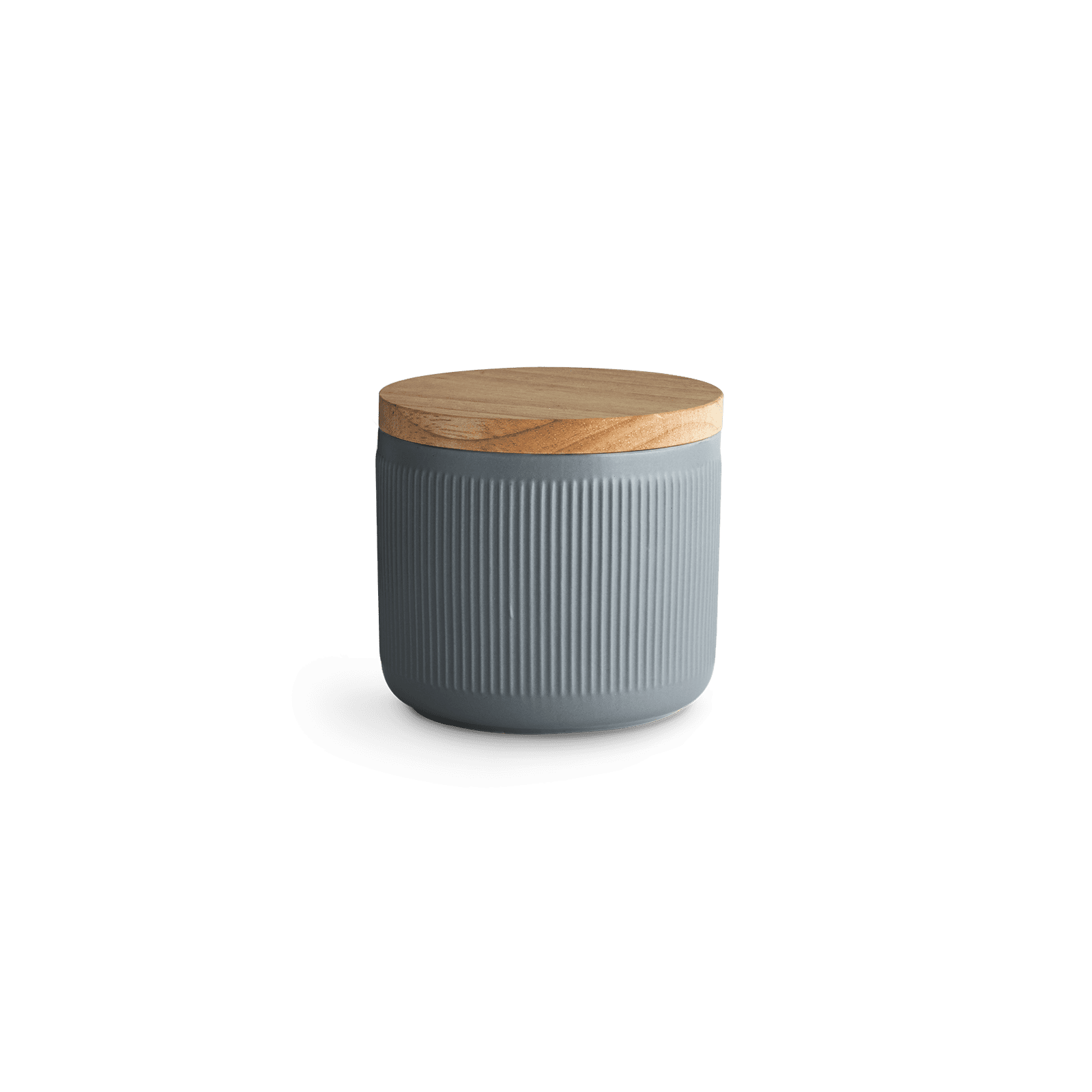 Keramik Vorratsdosen Stripes mit Holzdeckel - 10,1 x 9,3 cm - dunkelgrau Springlane