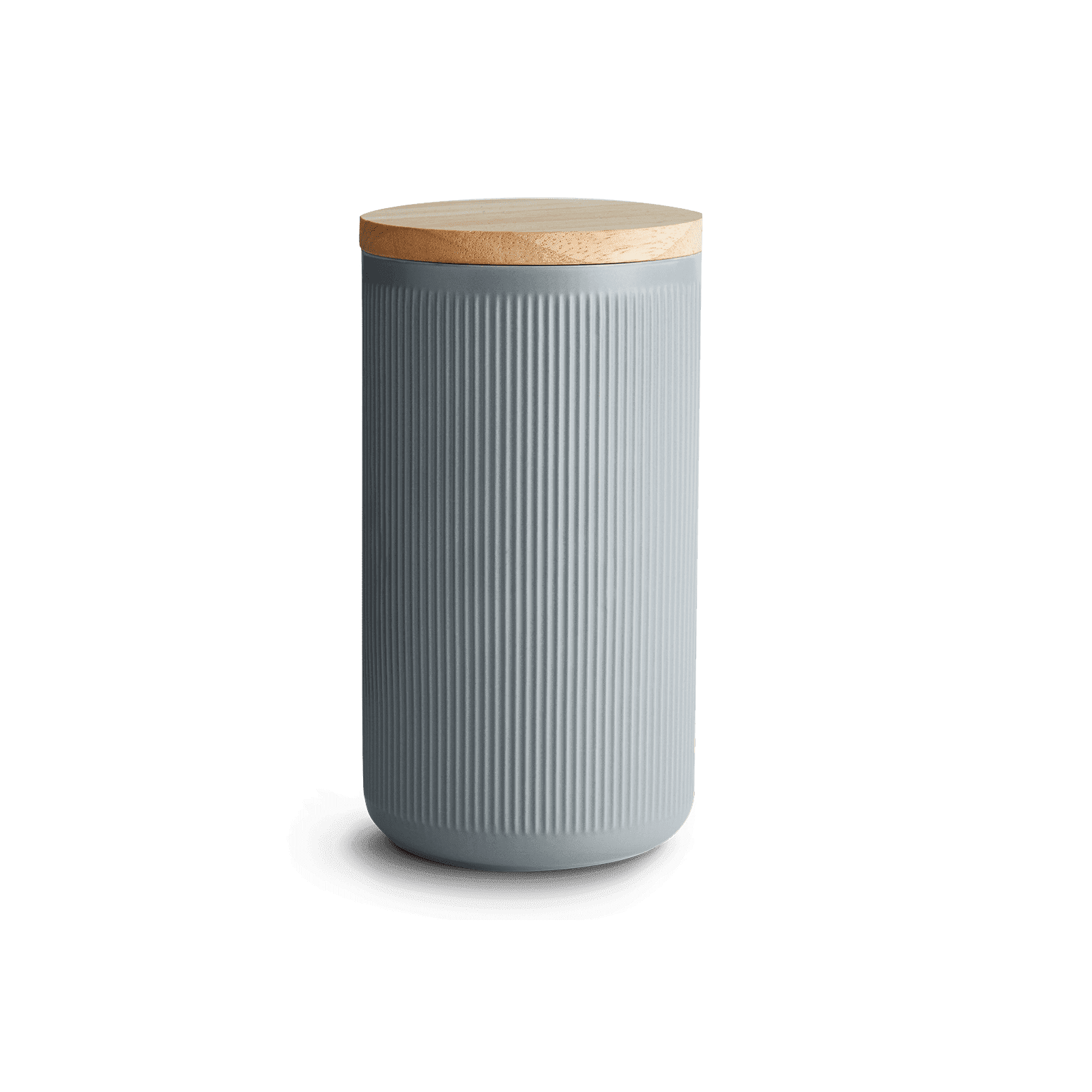 Keramik Vorratsdosen Stripes mit Holzdeckel - 10,1 x 18,3 cm - Dunkelgrau Springlane