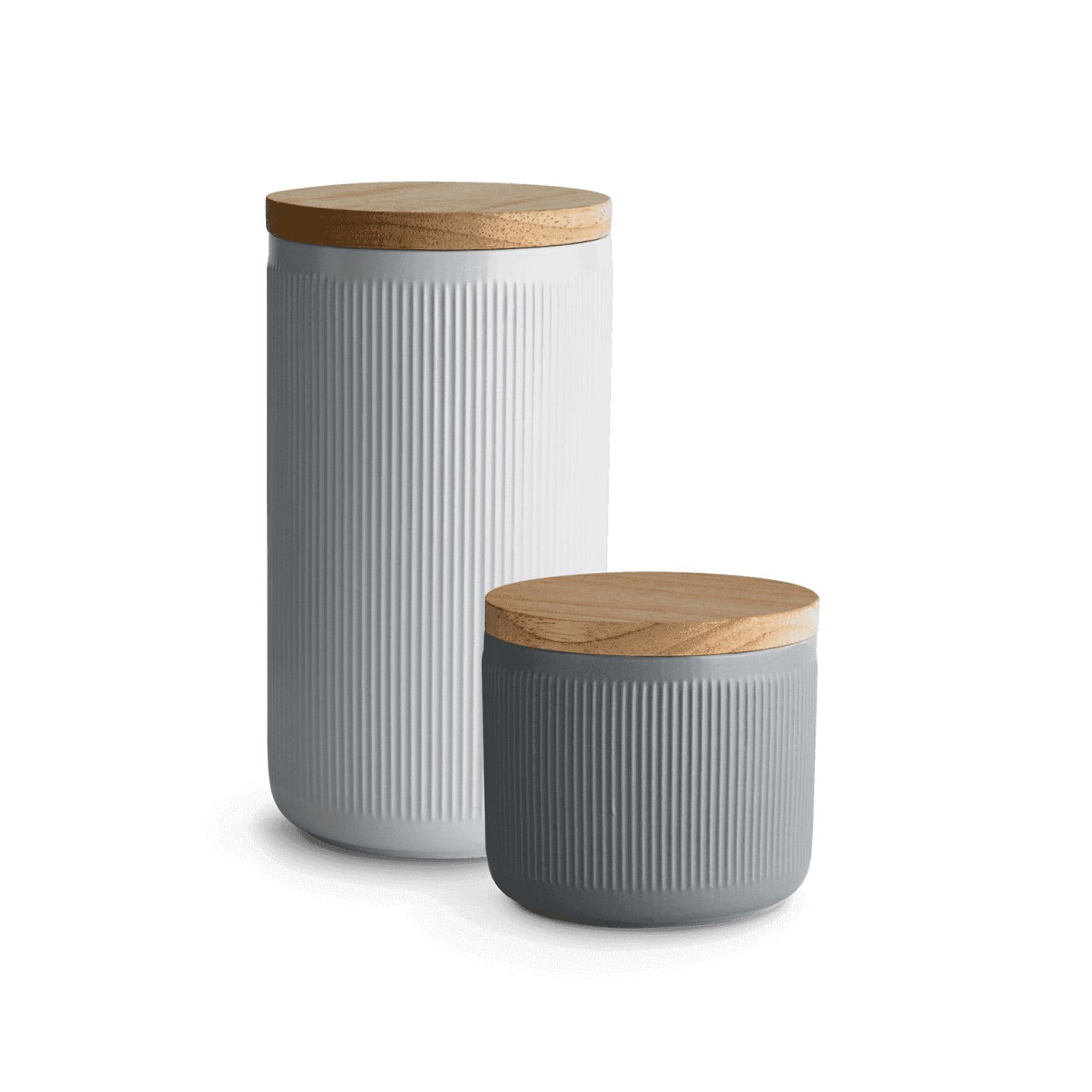 Keramik Vorratsdosen Stripes 2er Set - Hellgrau, Dunkelgrau Springlane