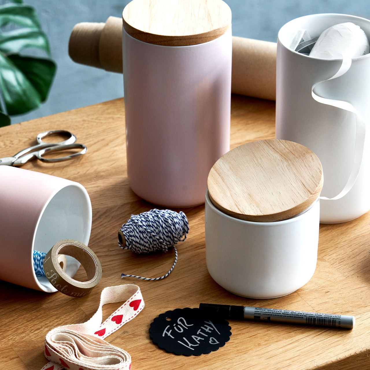 Keramik Vorratsdosen Sweet Scandi 4er Set - Weiß/Braun & Rosa/Braun Springlane