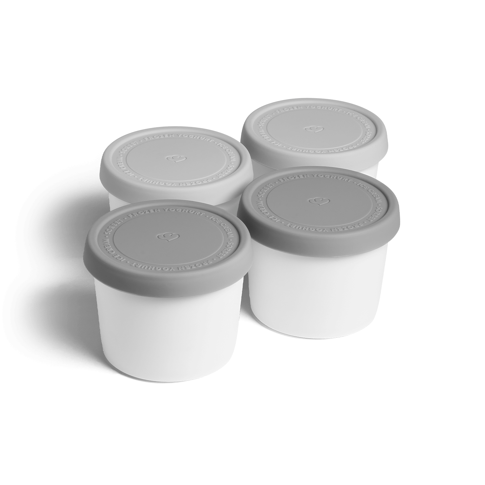 4er-Set Eisbehälter 400 ml, 8,2 x 10,5 cm, BPA-frei - Grau/Weiß Springlane