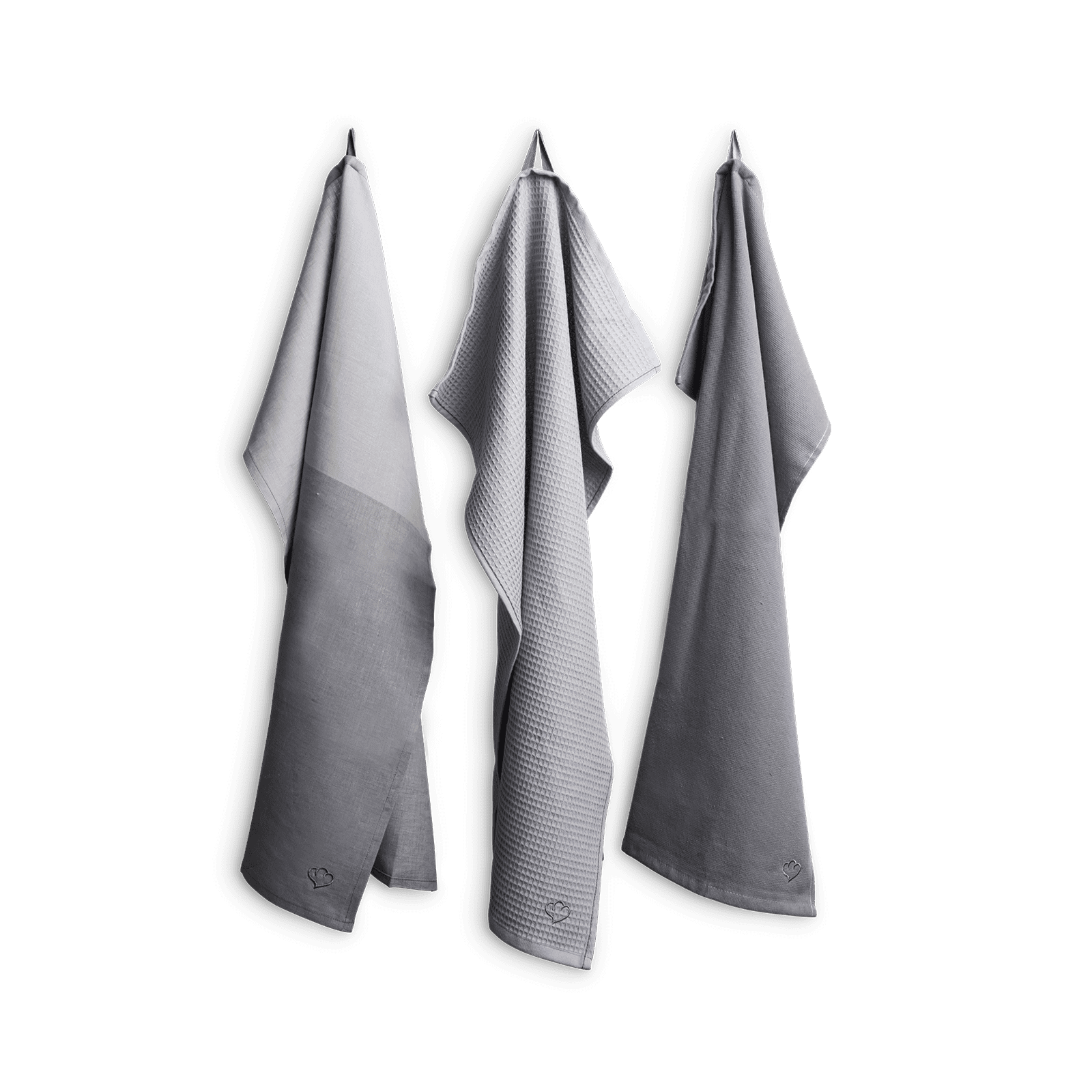 Geschirrtücher-Set 3-tlg. Baumwolle & Leinen - 50 x 70 cm - Grau oder Mint Springlane