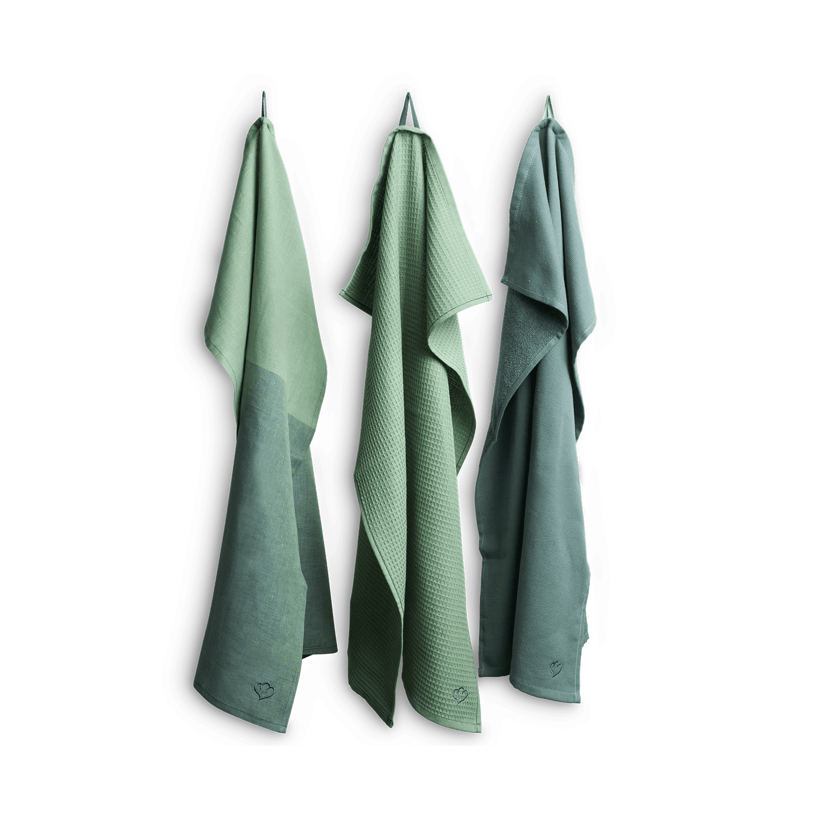 Geschirrtücher-Set 3-tlg. Baumwolle & Leinen - 50 x 70 cm - Grau oder Mint Springlane