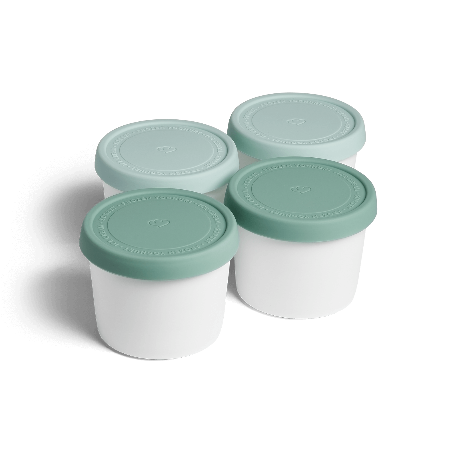 4er-Set Eisbehälter für Speiseeis 400 ml, 8,2 x 10,5 cm, BPA-frei - Mint/Weiß Springlane