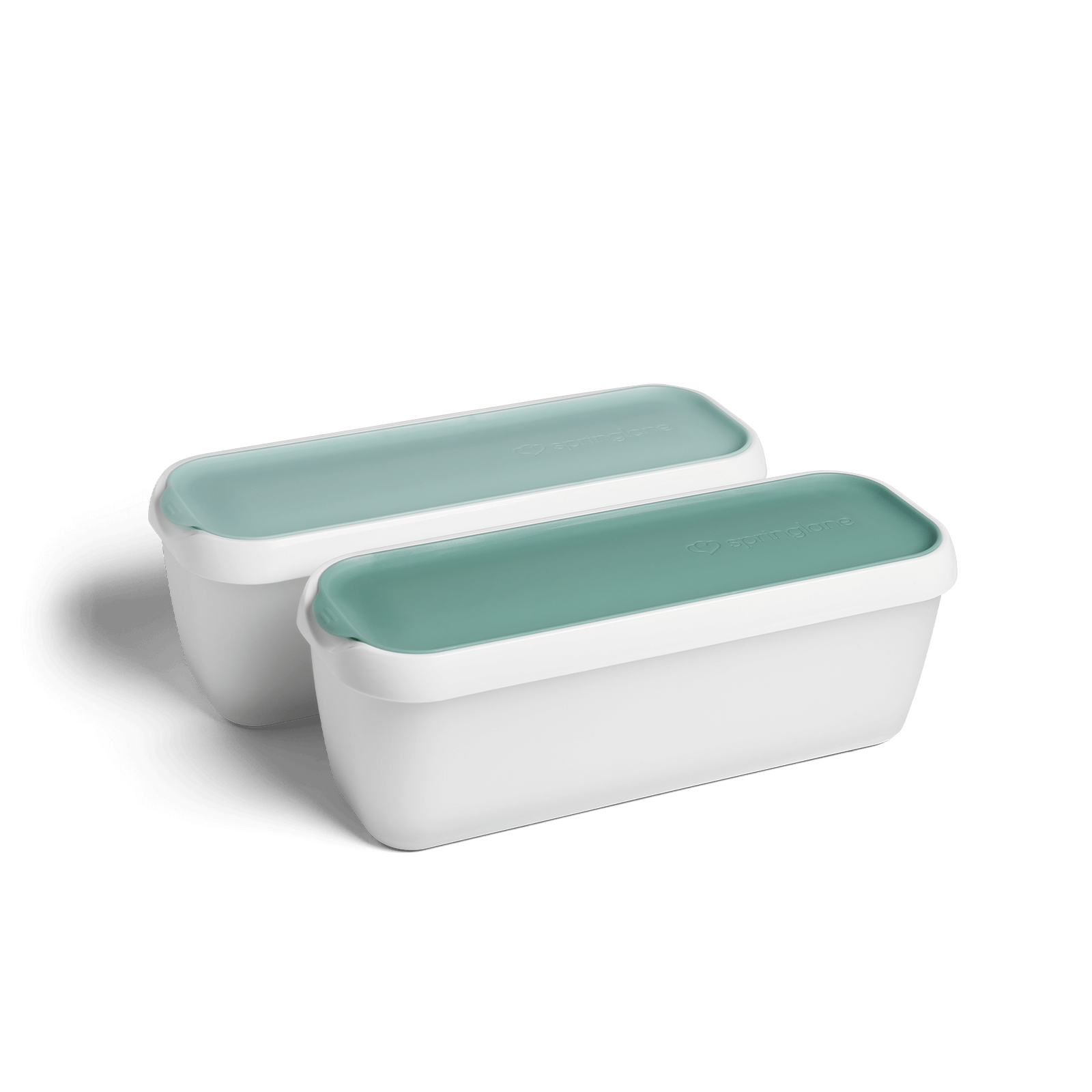 2er-Set Eisbehälter 1,5 L, 28 x 10 x 10 cm, BPA-frei - Mint/Weiß Springlane