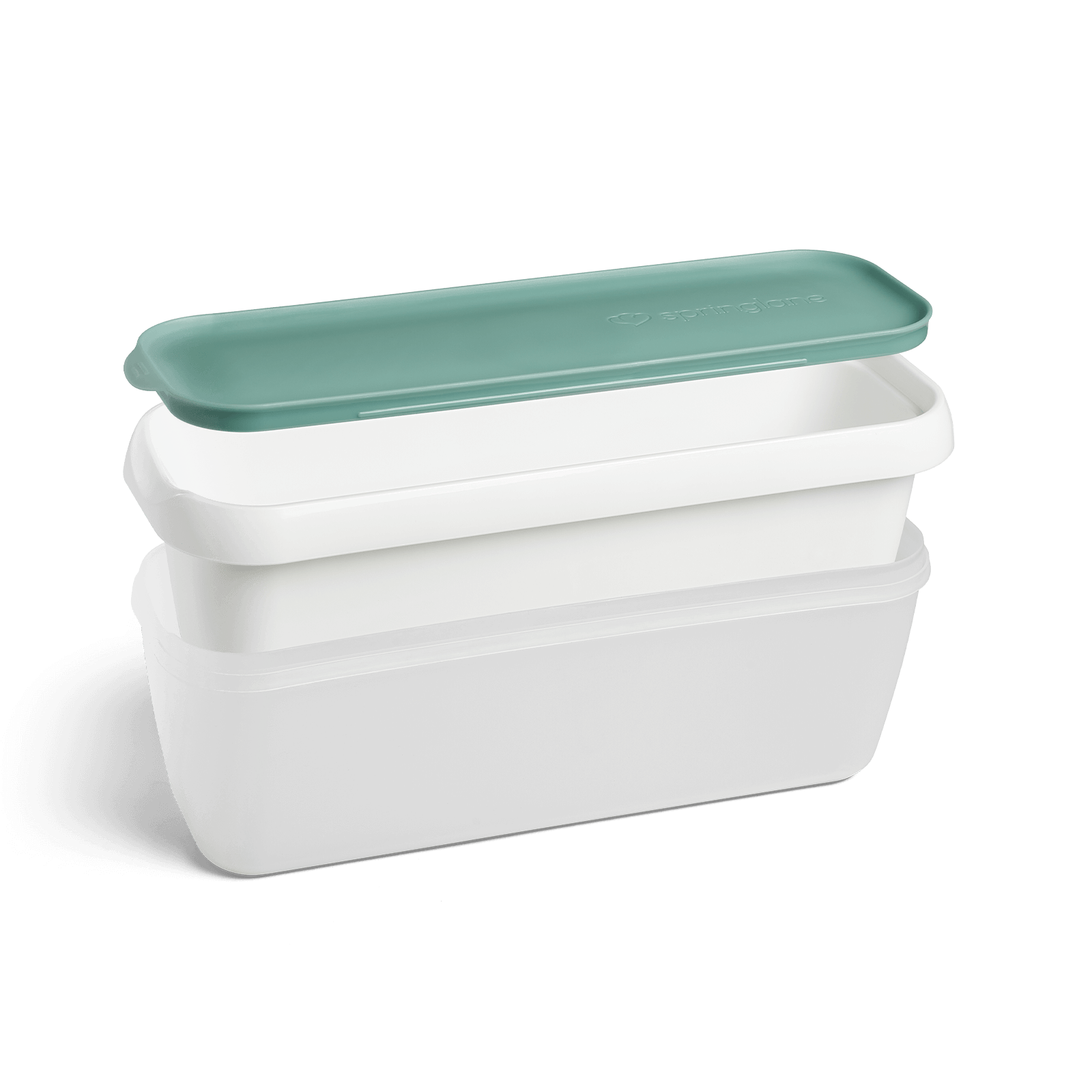 2er-Set Eisbehälter 1,5 L, 28 x 10 x 10 cm, BPA-frei - Mint/Weiß Springlane