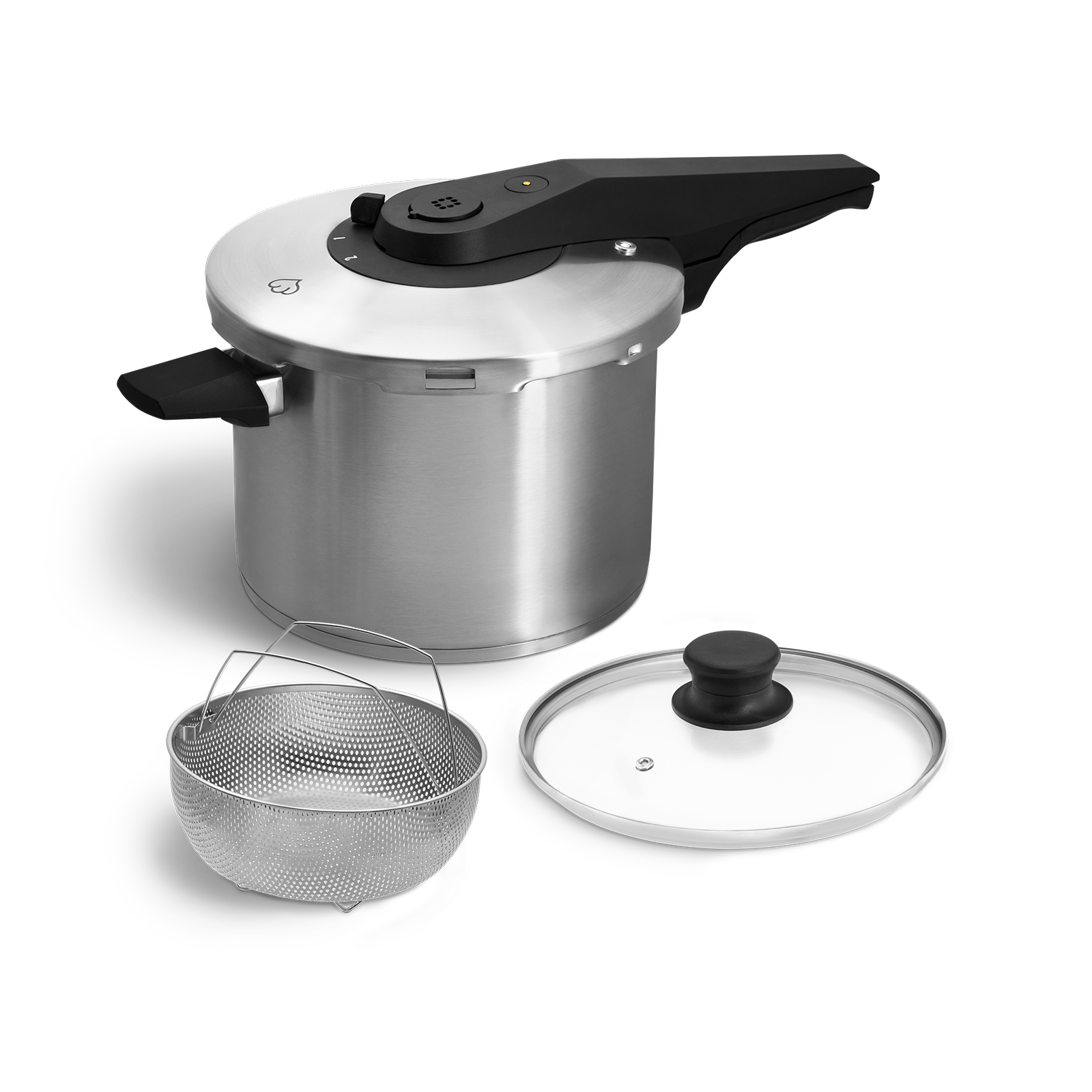 Edelstahl Schnellkochtopf 4,0 l oder 6,0 l inkl. Dampfgarer und Glasdeckel Springlane
